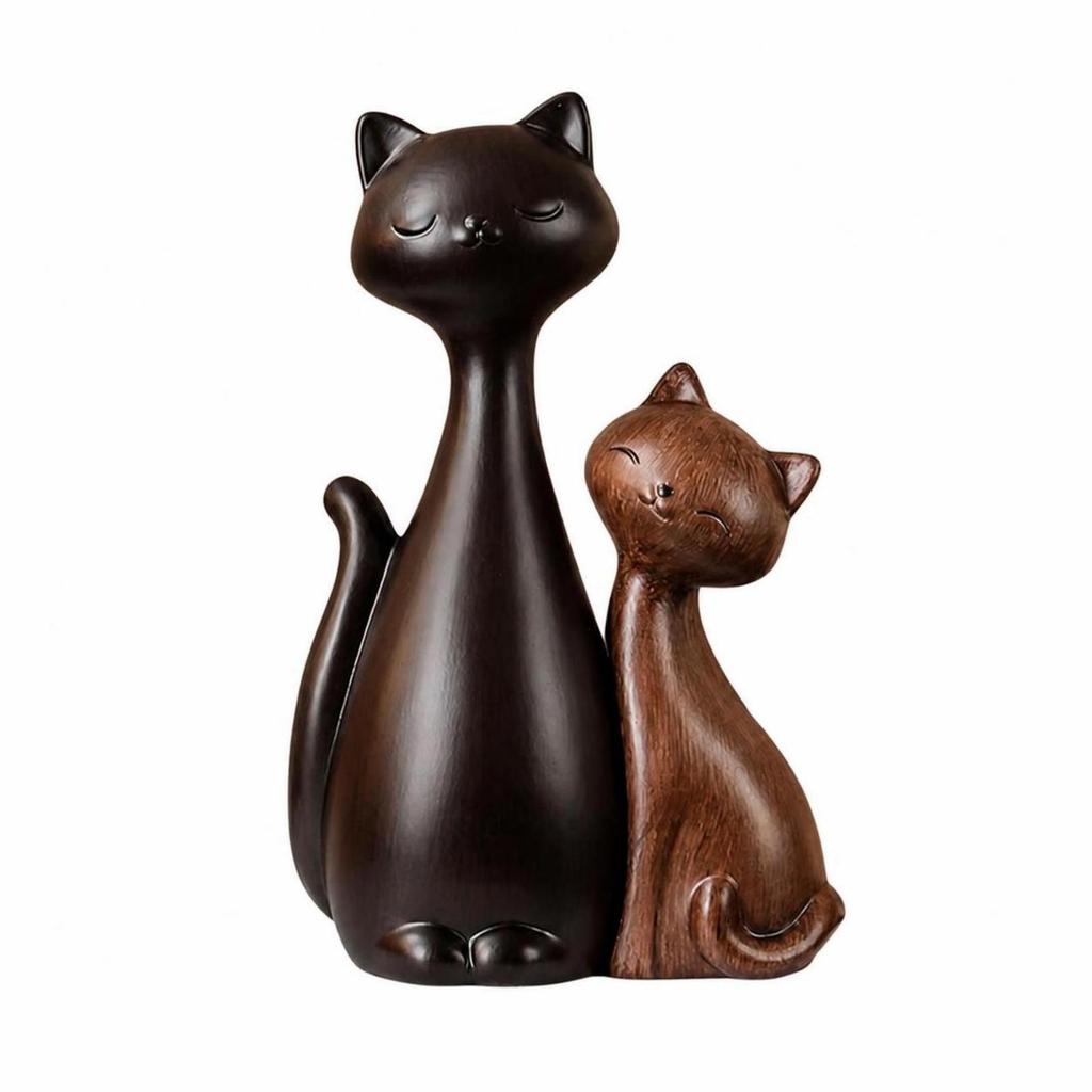 2 Pieces Ceramic Cat Figurine Cute Ornament Stylized for Living Room