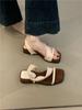 Thick-soled square head retro one-word with sandals for women to wear in the summer of 2025 with skirts and casual two-wear Roman sandals