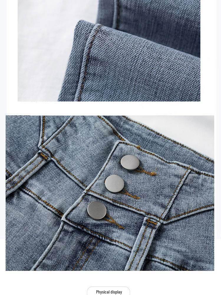 Damen High-Waist Slim Fit Koreanischer Stil Stretch Bleistiftjeans