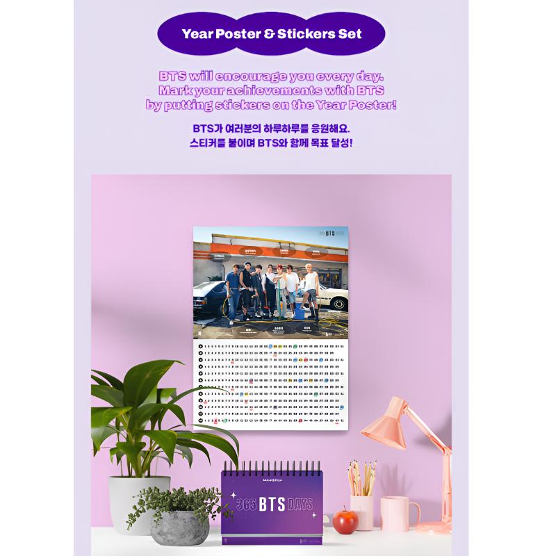 365 BTS DAYS (New Cover Edition) – Desk Calendar + Poster + Sticker Set