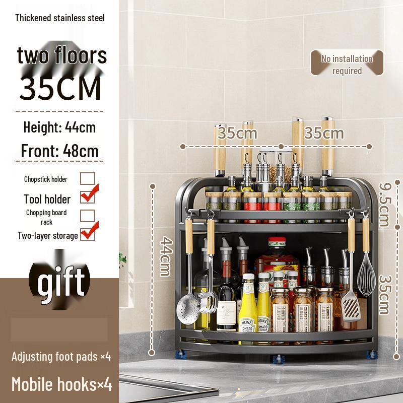 Handun Kitchen Corner Spice Rack with Knife Holder