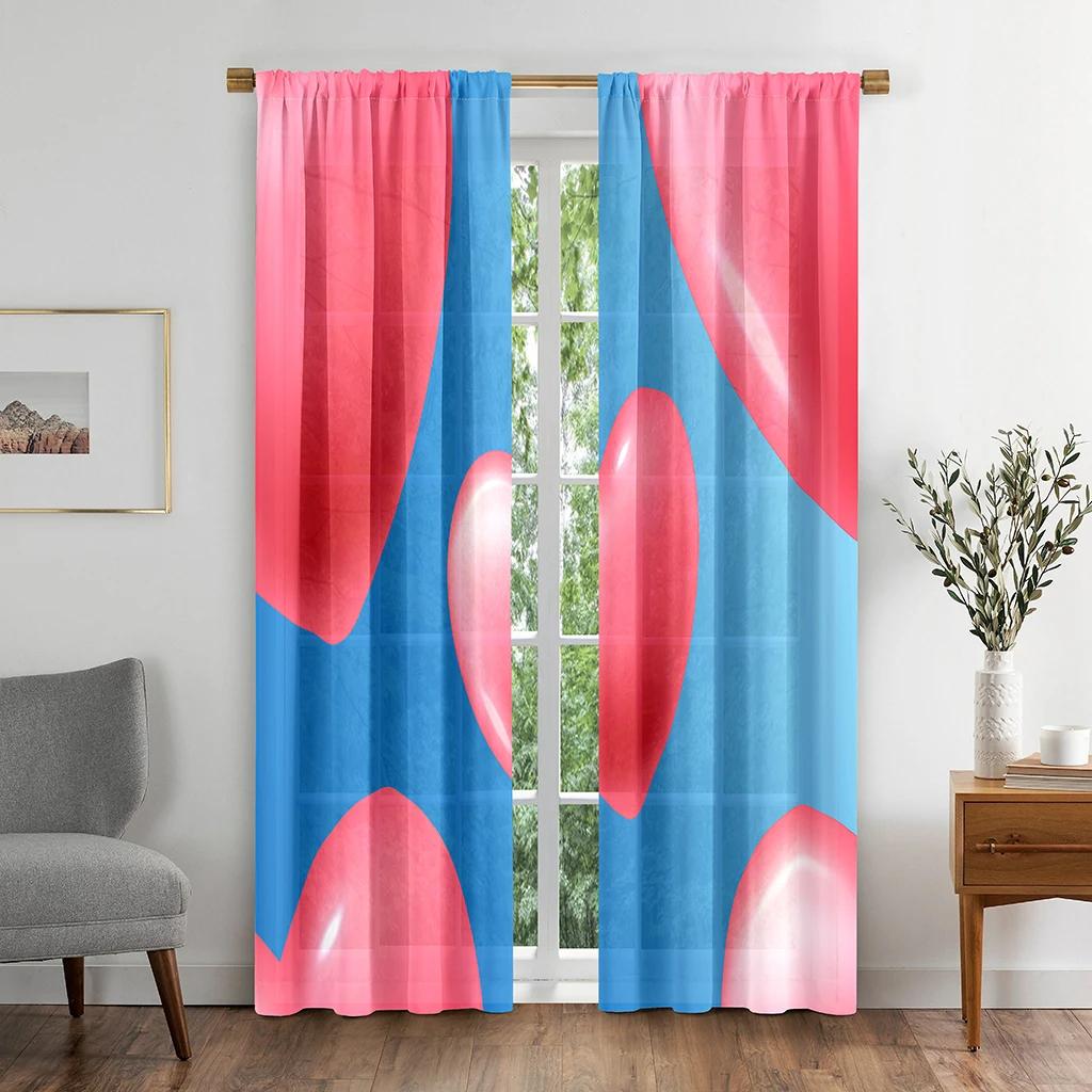 

Новые дешевые розовые занавески с узором в виде сердечек и сердца, синие шторы с высоким затенением для гостиной, спальни, окна, украшения дома, 2 шт. W55 X H120cm X 2&Grommet Top