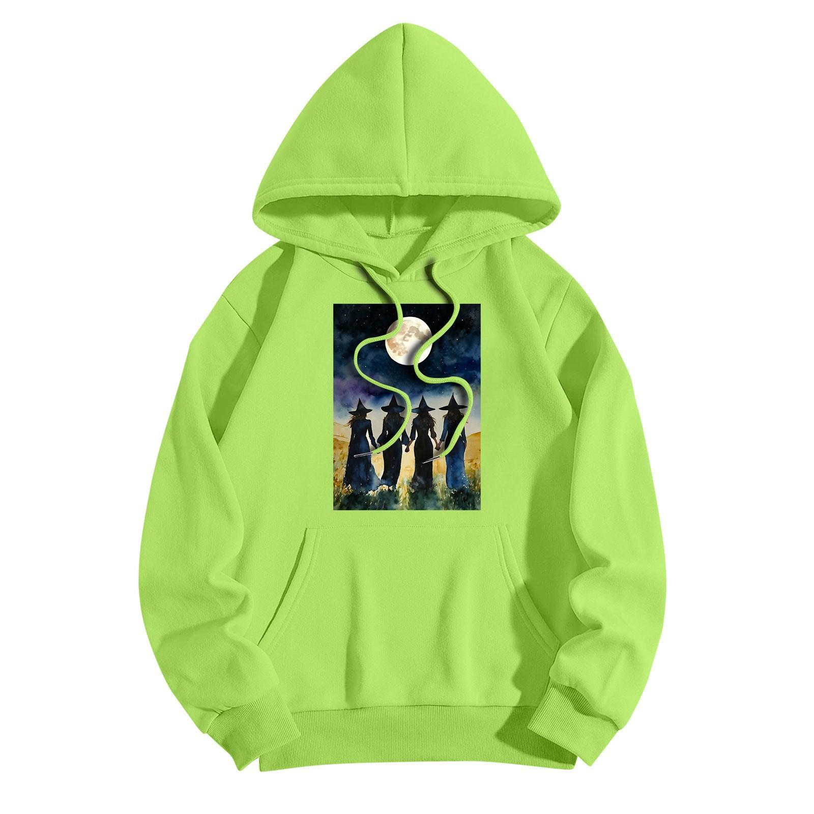 Женская модная повседневная толстовка с капюшоном и принтом ведьмы на Хэллоуин — фото 4