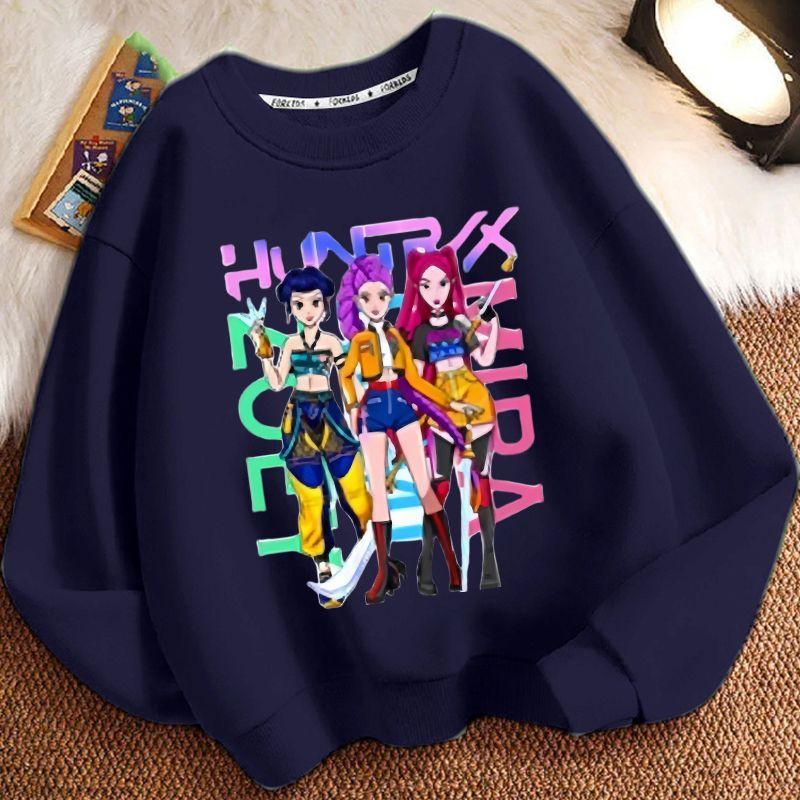 Children's Trendy Witch Hunt Team Hoodies for Autumn and Winter, Casual Long-sleeved Round-neck Hoodies for Boys and Girls