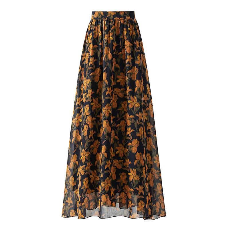 Women's Flowy Floral Mesh Maxi Skirt