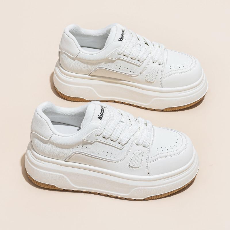 Little white shoes women's spring new thick sole heightening versatile casual shoes leather Internet celebrity comfortable sports shoes