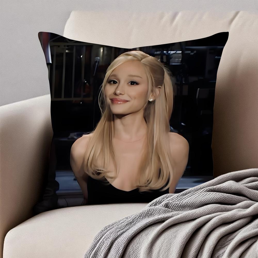 actress AAriana Grande Cushion Cover Pillowcase Antidustmite Invisible Zipper Short Plush Sofa Cushion