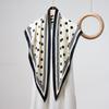 1 New Simple Coffee-Colored Polka Dot Printed Triangle Scarf Fashionable Versatile Belt Diagonal Scarf Women'S High-End Silk