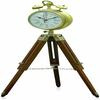 Metal and Wood Clock On Adjustable Wooden Tripod Floor Tripod Clock