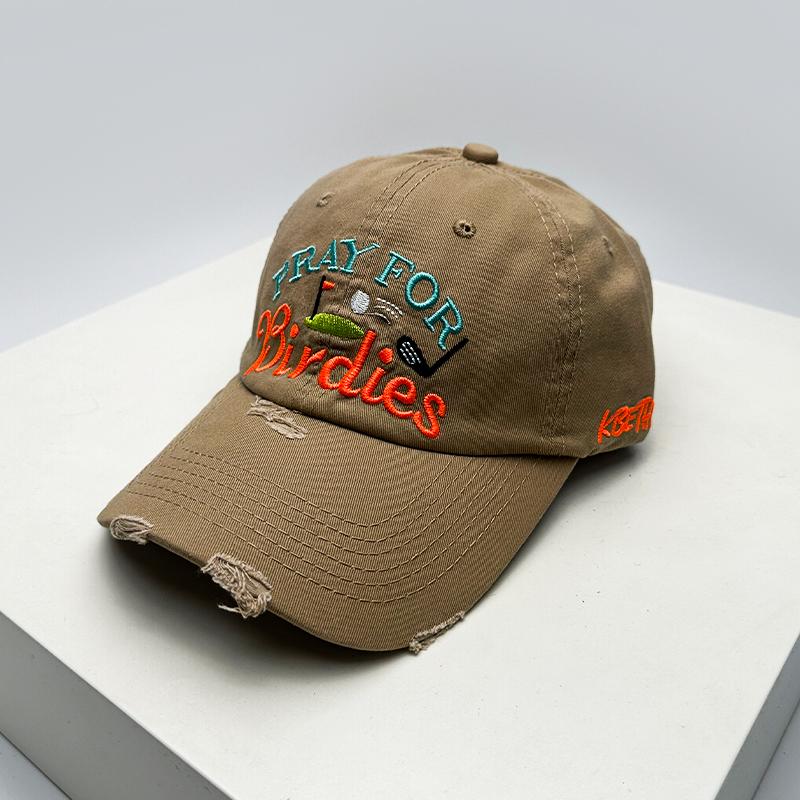 

And Women Broken Style Letter Print Embroidery Baseball Caps Casual Air Permeable Vintage Sun Protection Peaked Hats All-Match Fashion Outdoor Use 52-60cm