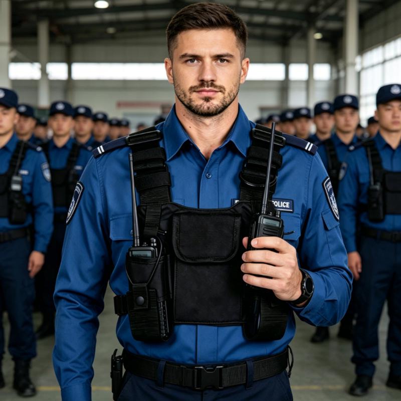 Multi-Functional Tactical Vest with Walkie-Talkie Chest Bag & Shoulder Strap for Patrol Duty