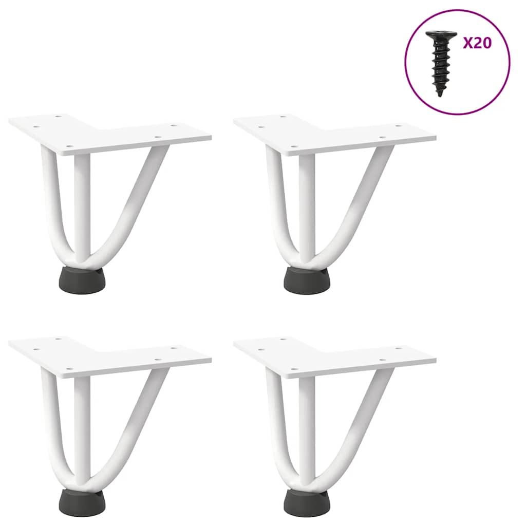 Vidaxl Nogi Do Stołu Hairpin, 4 Szt., Biale, 10 Cm, Lita Stal