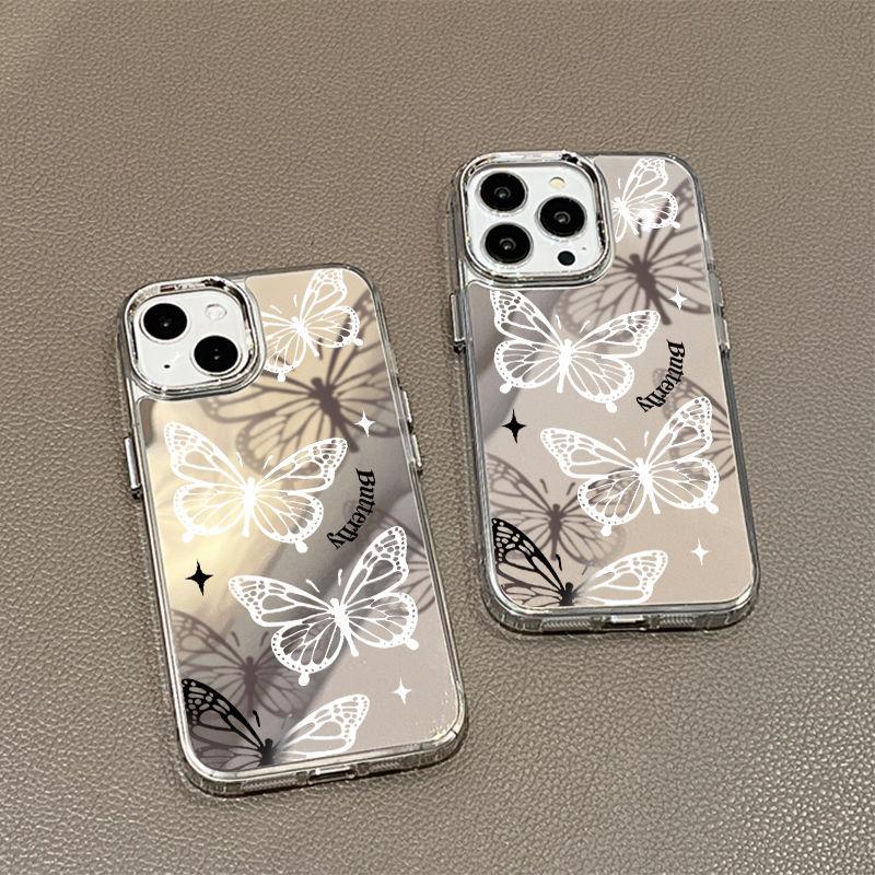 Phantom butterfly mirror for iPhone17pormax mobile phone case 16pro electroplating button 14 Apple 13/15