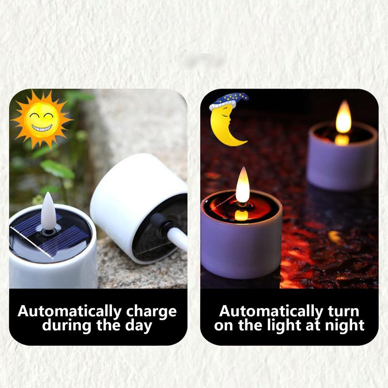 6Pcs Solar Tea Light LED Candles Outdoor Waterproof Flameless Solar Tea Lights Rechargeable Candles for Party Garden Home Decor