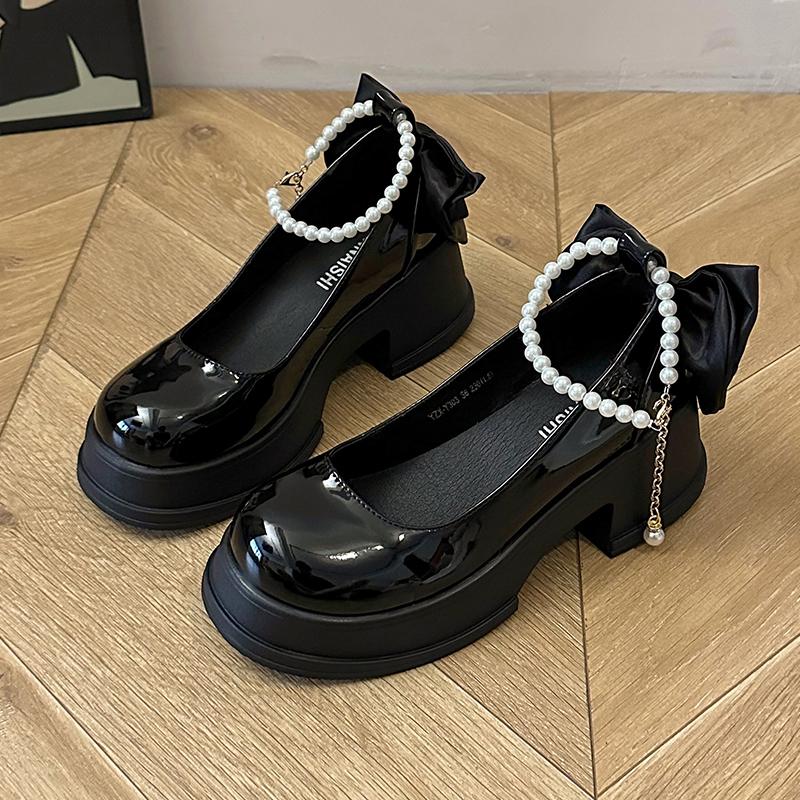 Fashion Spring/Summer High Heels Shoes Lolita Skirts Pearl Buckles Bow Mary Jane Shoes Women's Shoes