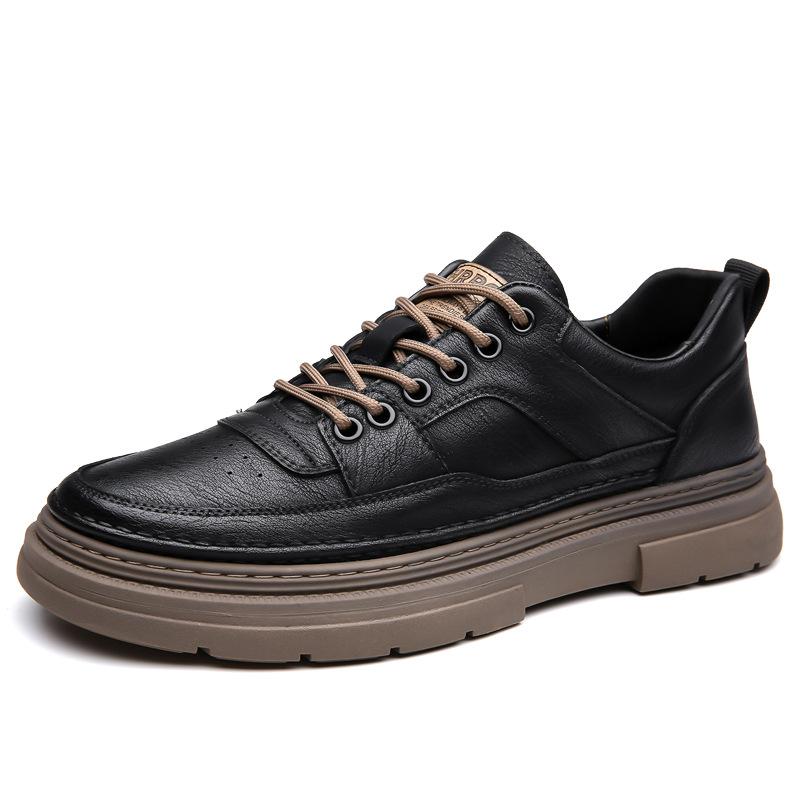 Men's shoes summer 2025 new low-top casual leather shoes lace-up soft-soled British low-top Martin boots tide 2025