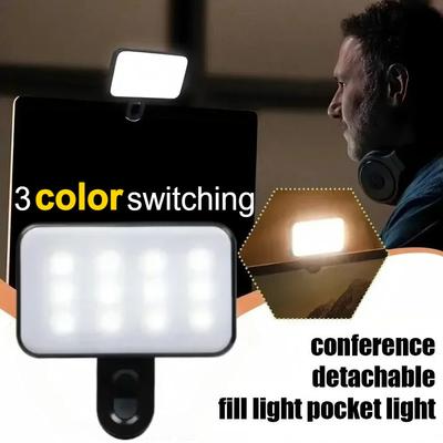 Mini Selfie Fill Light TYPE-C Rechargeable 3 Color Adjustable Brightness Clip On For Mobile Phone Computer Fill Lighting