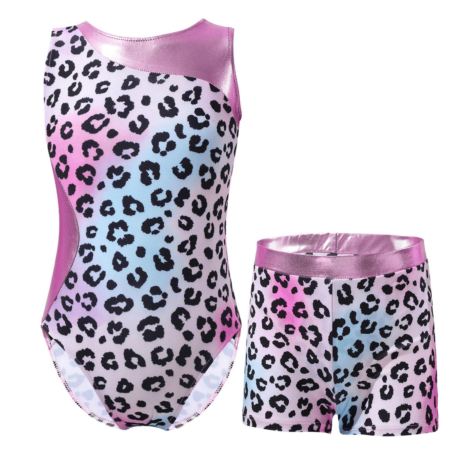 Ranrann Kinderen meisjes gymnastiek turnpakje atletische mouwloze dans Biketard Unitard bodysuit fitness outfit 7-8 Years roze