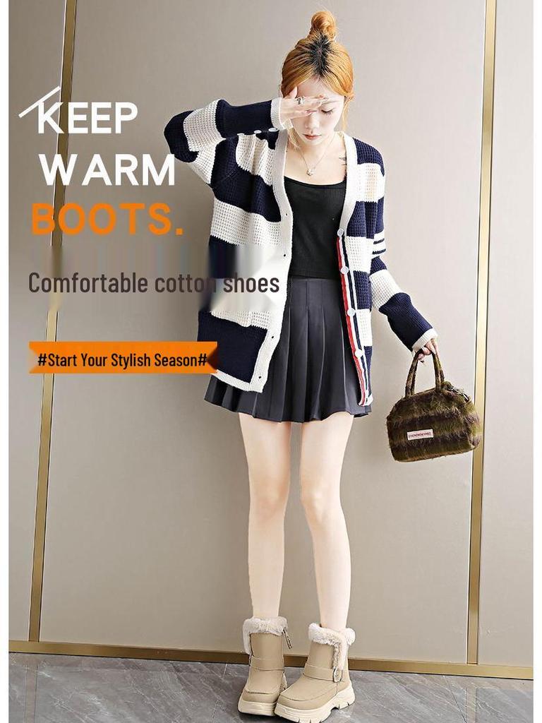 Women's Thick-Soled Non-Slip Winter Snow Boots with Plush Velvet Lining