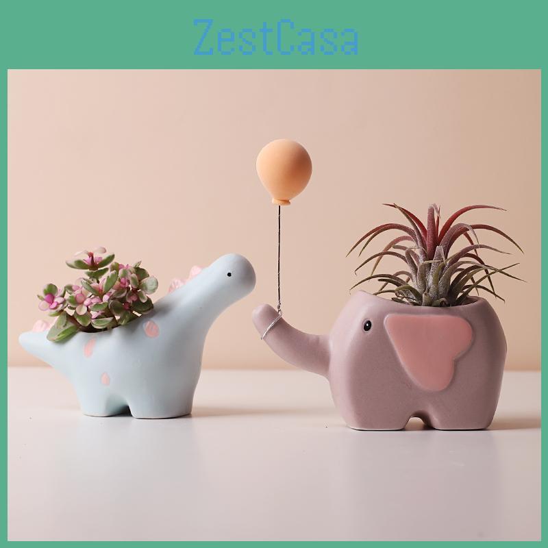 Ins Flower Creative Shaped Flower Pot Ceramic Flower Pot Cartoon Elephant Dinosaur Succulent Flower Pot Cute Home Decoration