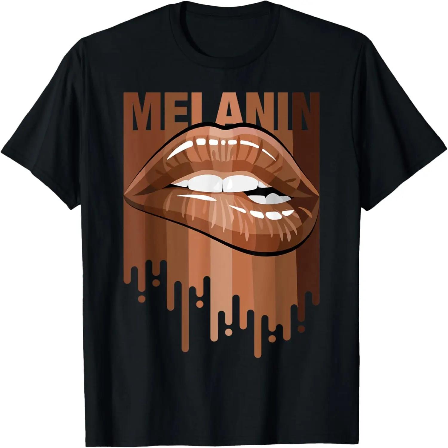 Cool Melanin Girl Lips Graphic Tees, Black Girls Magic Style T-Shirt S чёрный