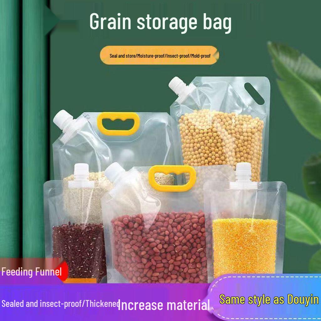 Large Transparent Moisture-Proof Self-Standing Spout Bag for Grain Storage