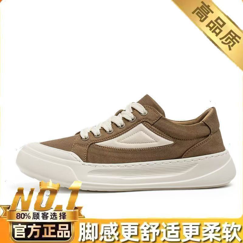Men's shoes breathable canvas shoes 2025 summer new low-top sports and leisure shoes men's soft-soled versatile thick baseplate shoes
