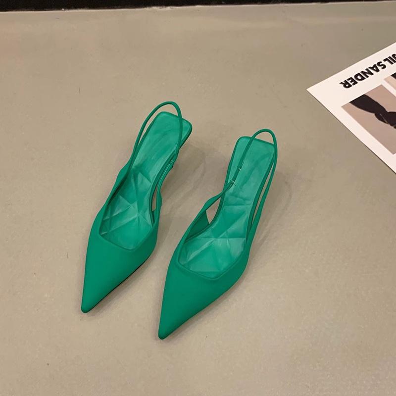 Black high heels women's 2025 spring new small French Korean version single shoes with skirt pointed stiletto sandals