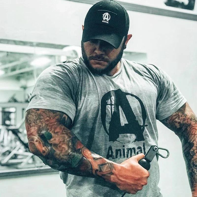 Summer Gym Fitness T-shirt Loose Men's Cotton Shirt Bodybuilding Training Man T Shirt Oversized Sports Short Sleeve Jogger Tee