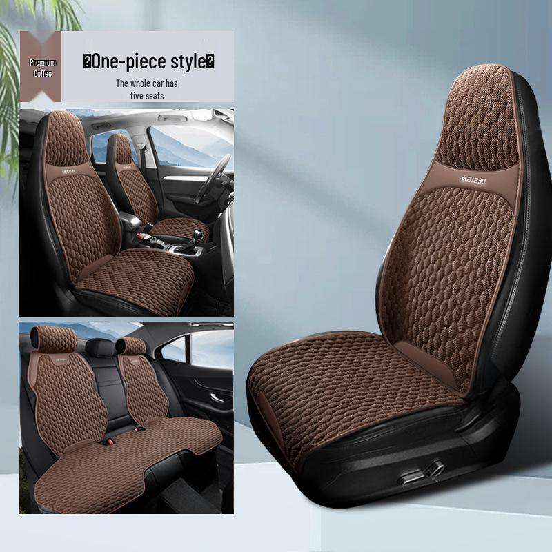 Breathable All-Season Linen Cotton Car Seat Cushion Cover, Universal Fit