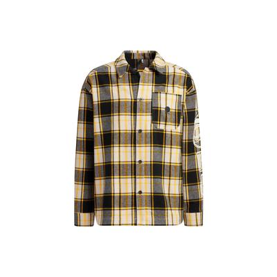 Jaqueta Masculina Neo com Logotipo Bordado Estampa Listrada Xadrez Abotoamento Simples Amarelo-Escuro IA6824