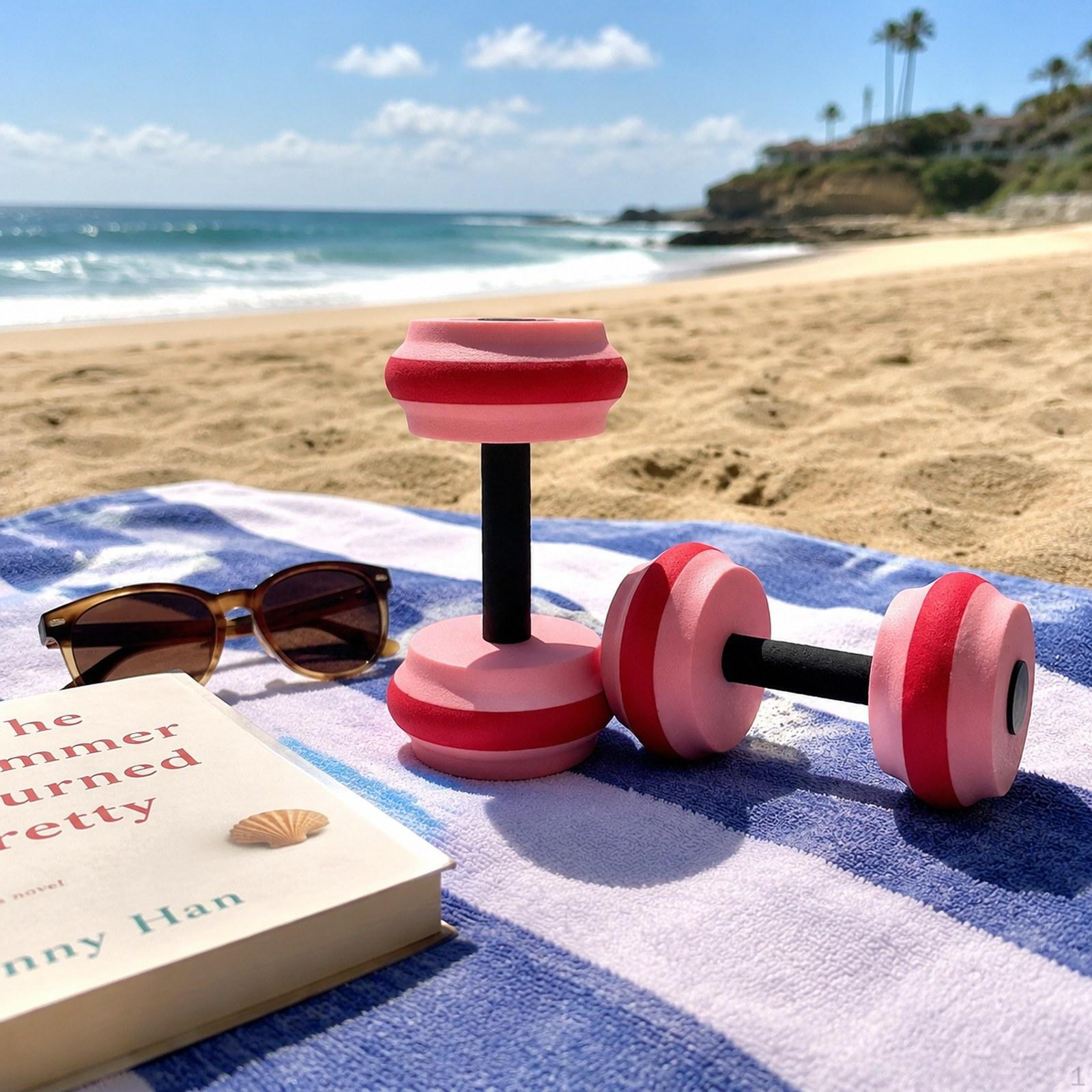 Aquatic Dumbbell Barbell Accessory Portable Swimming EVA Water for Workouts Pink Red