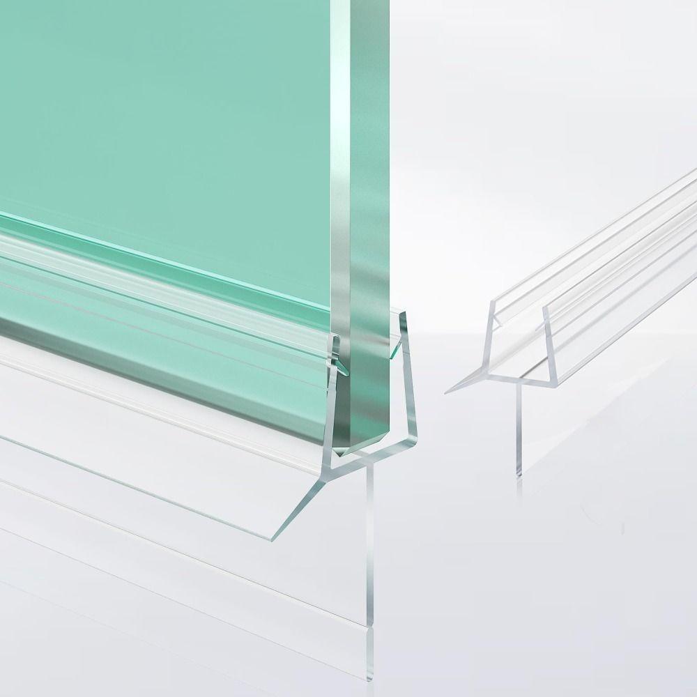 

2Pcs Durable 1m Shower Door Bottom Seal Clear PVC Adhesive-Free Frameless Shower Door Seal Waterproof Glass Seal Strip Bathroom 6-8mm