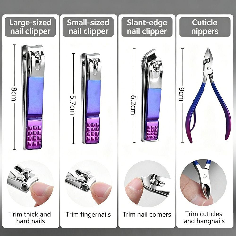 18/30pcs All-in-One Nail Clipper Set Stainless Steel Foot Care Tool Set Travel Use