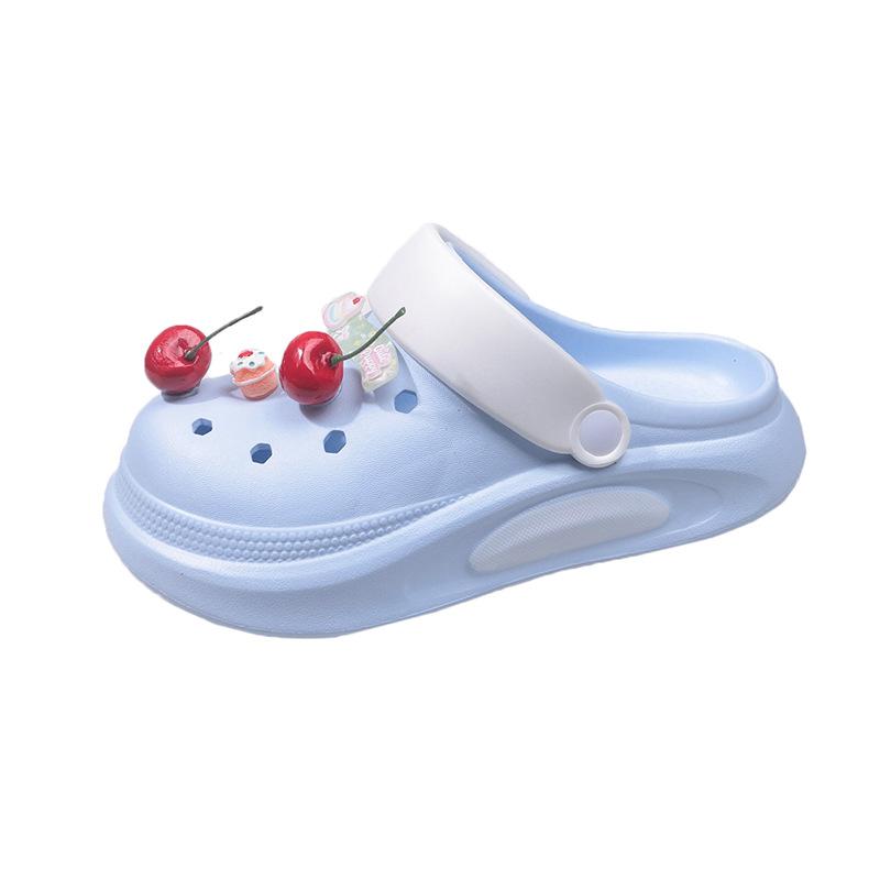 Spring and summer wear deodorant hole shoes EVA women's thick-soled sweet height-increasing slippers breathable slippers