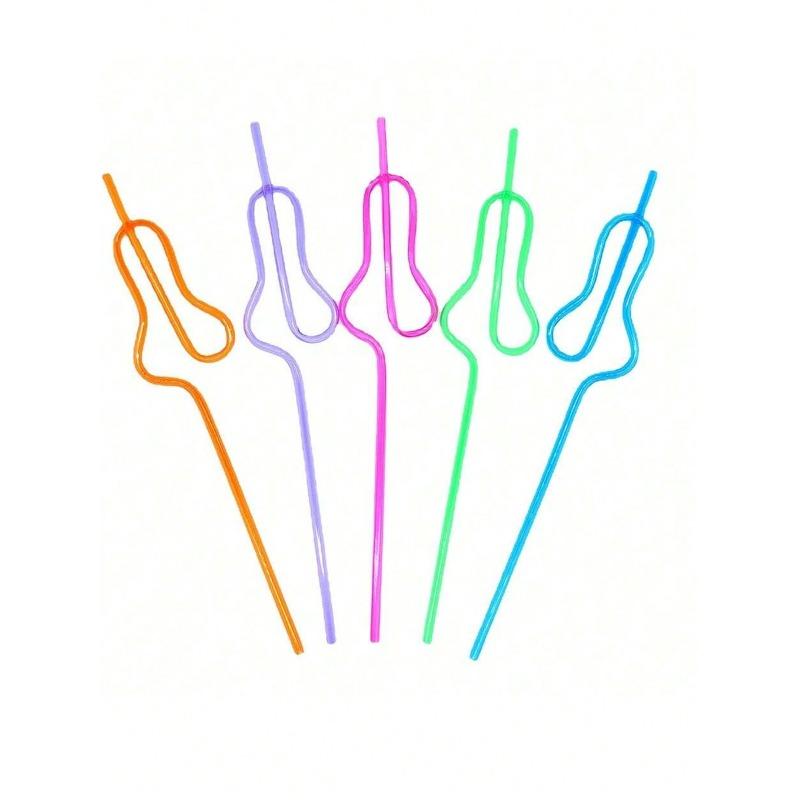 Bachelorette Party Decorative Straws Cartoon Art Shape Plastic Straws Reusable Plastic Drinking Straws Sweet Wedding Party