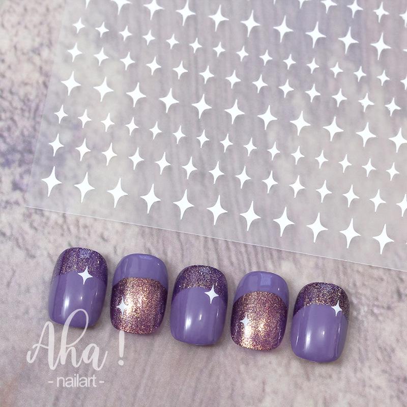 Aha Dreamy Starburst Nail Stickers - Gold, Silver, Black & White Japanese Crescent Stars