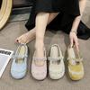 Women Shoes 2025 Summer Fashion Rhinestone Half Drag Shoes Outdoor Vintage Sandals Non Slip Soft Sole Dress Style Mary Jane Shoe