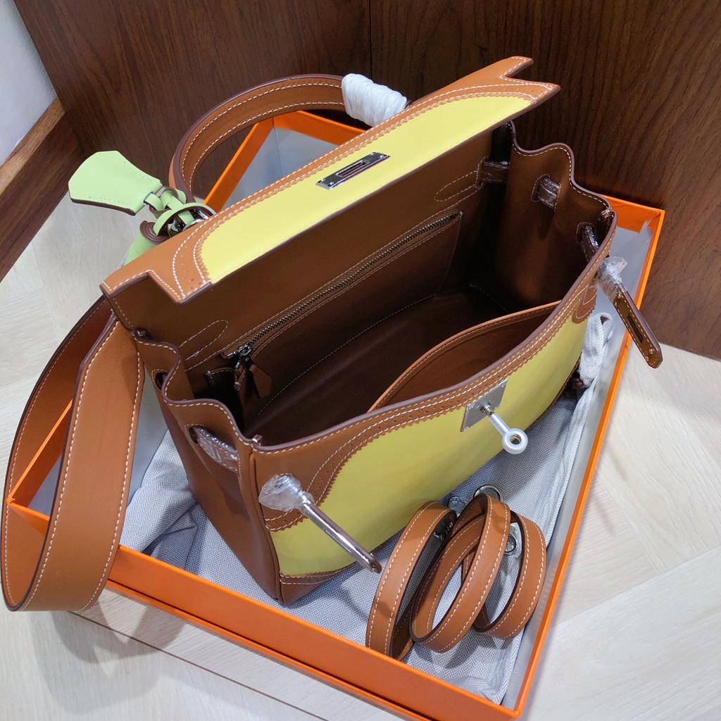 European and American Retro Fubao Leather Keli Bag Wide Shoulder Strap Leather Handbag Women's Fashion Casual Lock Single Shoulder Messenger Bag