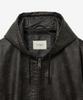 Vtwo 8261 Natural Washed Leather Hooded Jacket (Dark Brown)
