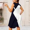 Women Plus Size Round Neck Sleeveless Colorful Floral Printed A Line Dress