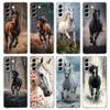 Phone Case For Samsung Galaxy S25 S24 S23 FE S22 Ultra S20 S21 5G S10 Plus S10E Soft Clear Cover Black White Horses Galloping