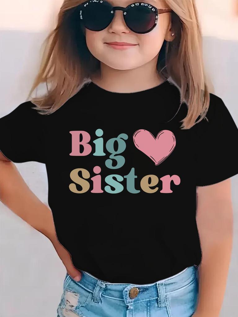 Summer fashion girls short-sleeved T-shirt with love cartoon pattern printed casual versatile top