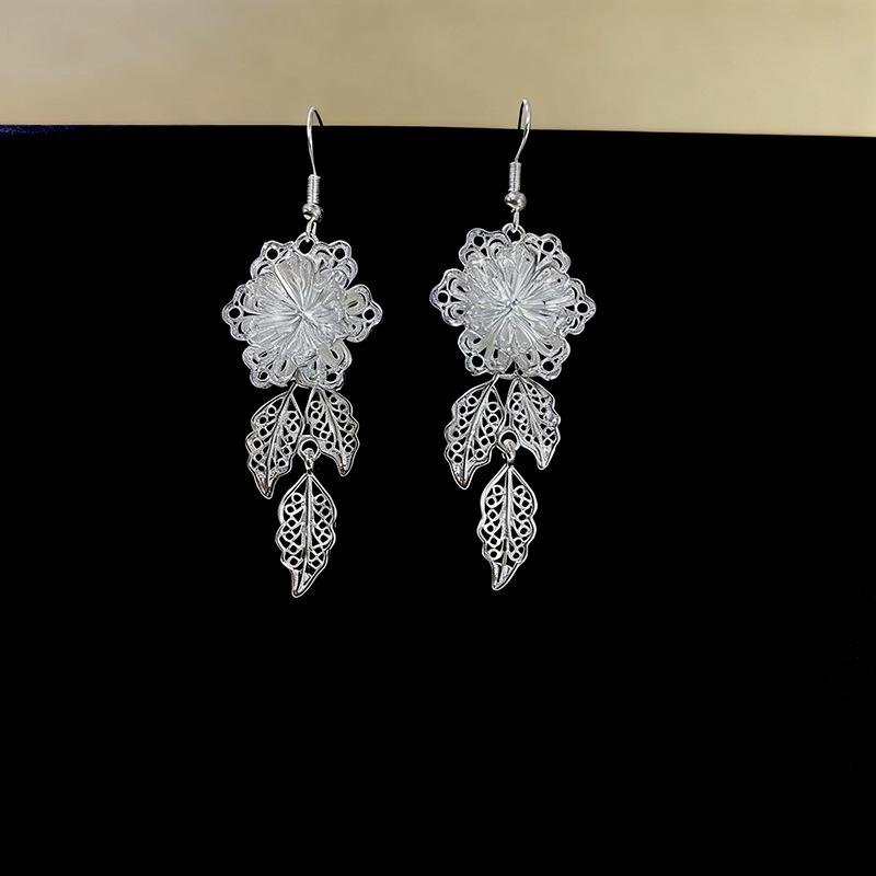 Ethnic style earrings Alloy silver-plated Miao ethnic minority Dong Yi earrings Earrings