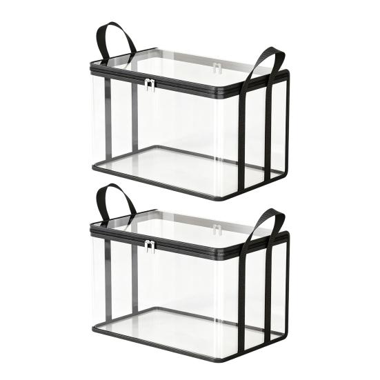 Clothes Storage Box, Durable Clear PVC Storage Bins, with Reinforced Handles Double Zipper Design, Large Capacity Moisture-Proof Organizer Bags