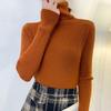 Women Pullover Turtleneck Sweater Autumn 2023 Long Sleeve Elastic Korean Simple Basic Jumper Solid Color Tops 16675