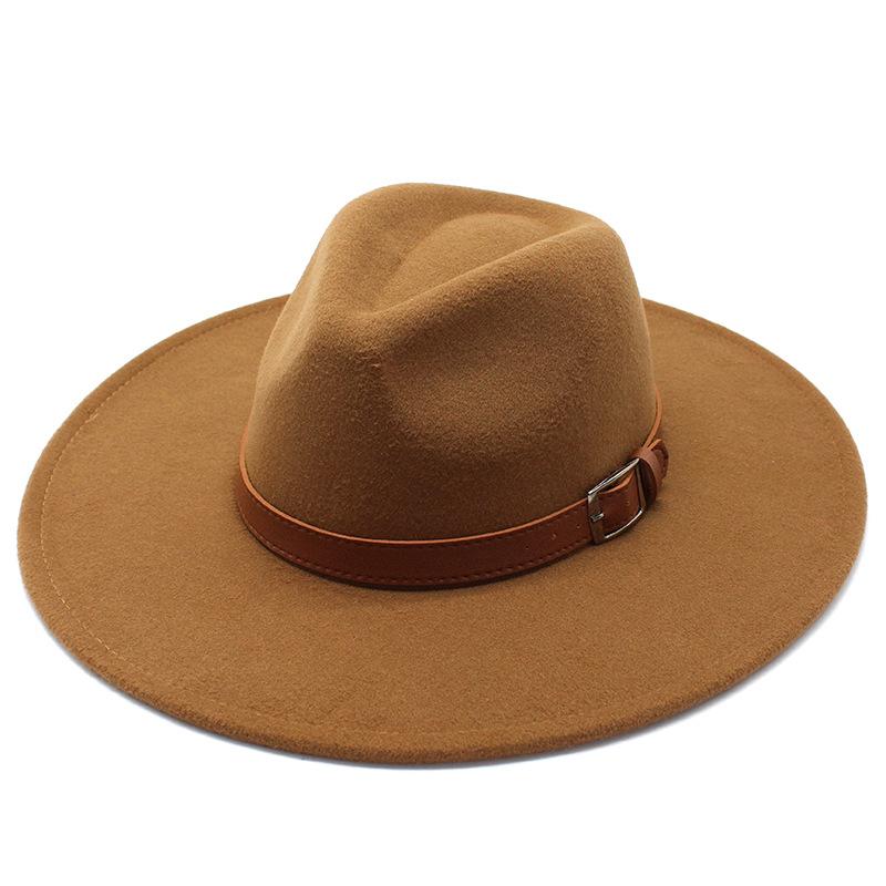 Wool 9.5Cm Big-Brimmed Jazz Top Hat, Men'S And Women'S Peach Heart Top, White Top Hat, Felt Hat