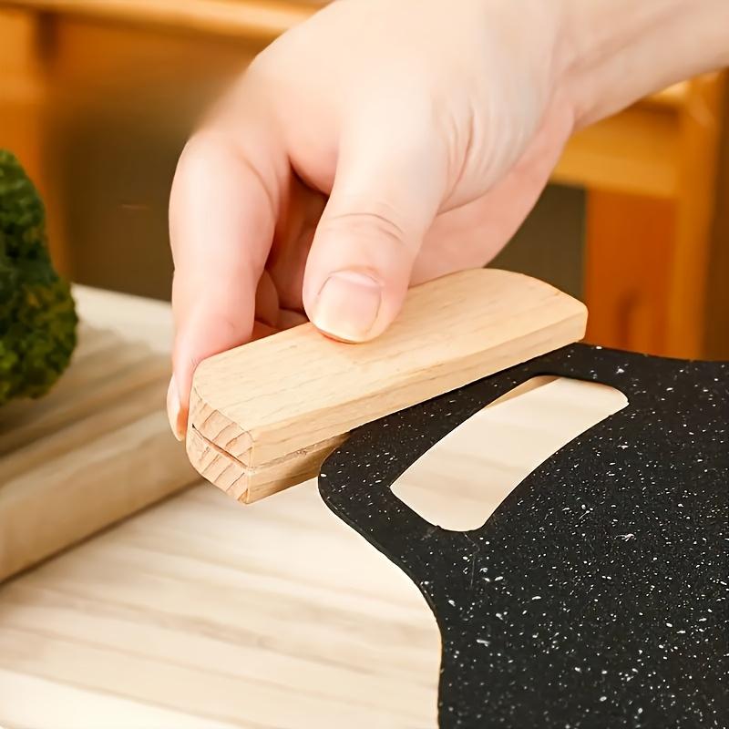 A Pair Solid Wood Flat Bottom Pot Insulation Handle Anti-Burn Portable Baking Pan Handle,Outdoor Grill Pan Handle Anti-Burn Pad