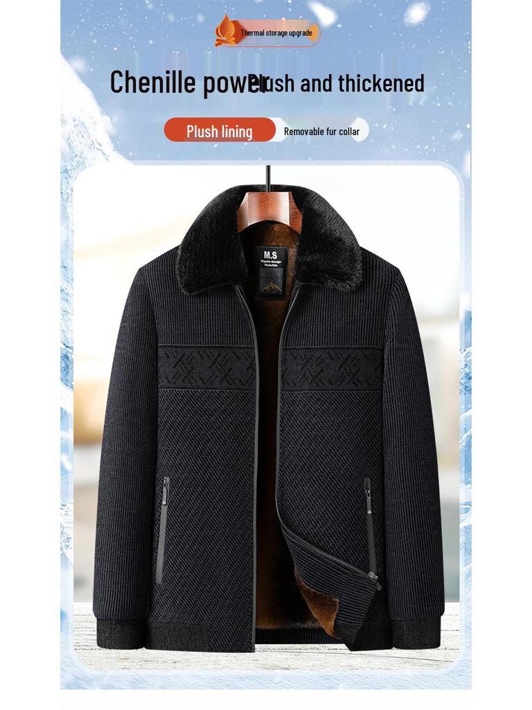 Men's Wool Blend Winter Jacket - Warm, Thickened Coat for Dad or Grandpa