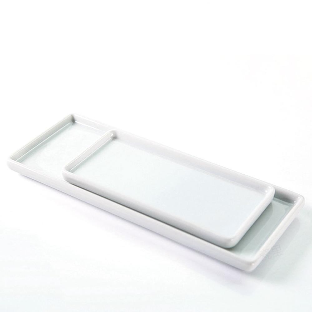 Countertop Ceramic White Rectangular Sink Organizer Storage Plate Storage Holder Vanity Tray